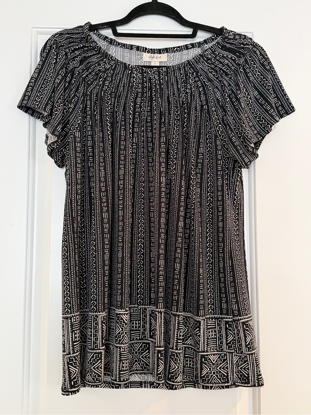 Style & Co. Black and White Short Sleeve Mini Dress